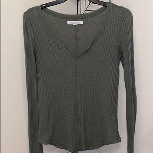 Long Sleeve Ribbed V-Neck Top